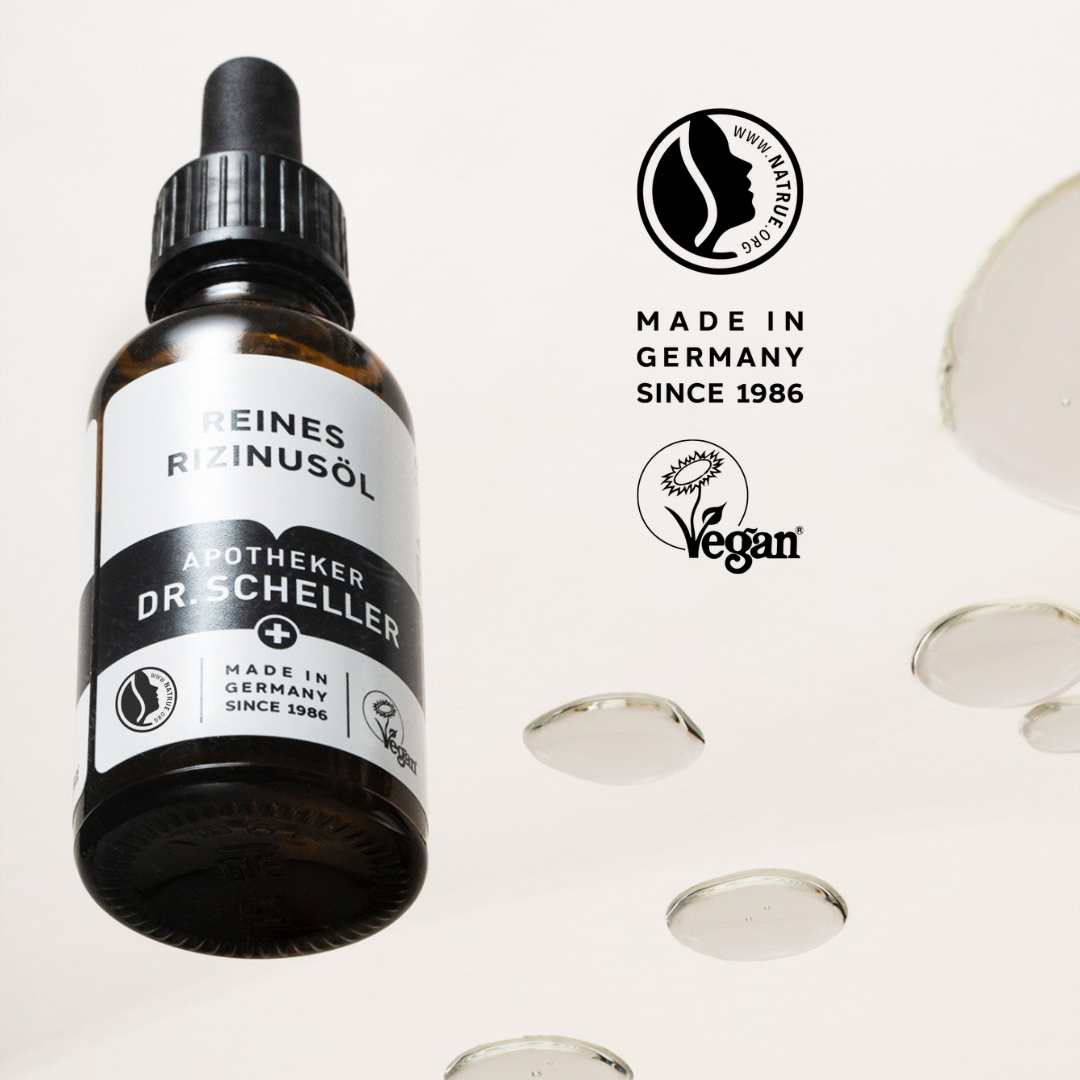 Stimmungsbild der Textur und Flasche von dem Reinen Rizinusöl