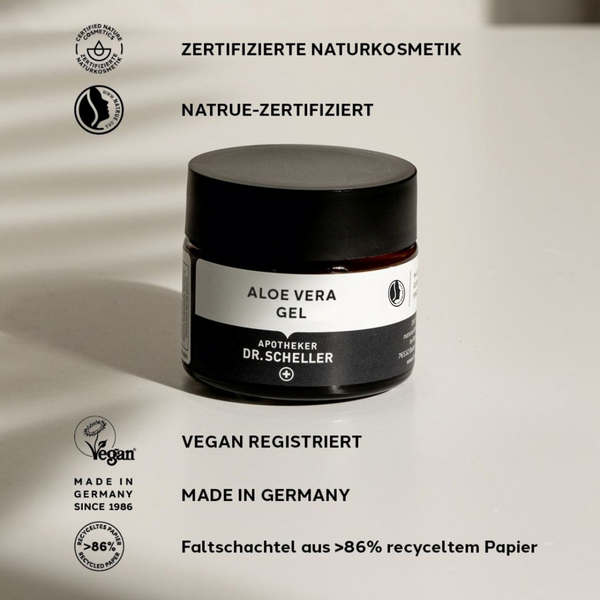 Siegel Auflistung von Vegan und Naturkosmetik von dem Aloe Vera Gel 