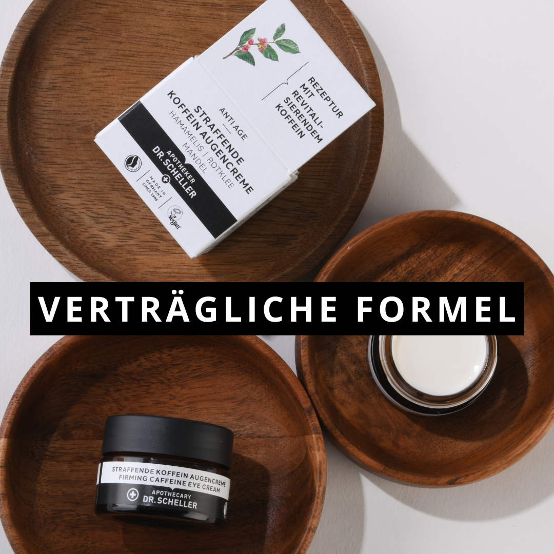 Stimmungsbild mit Auslobung zur Verträglichkeit von der Straffenden Koffein Augencreme 