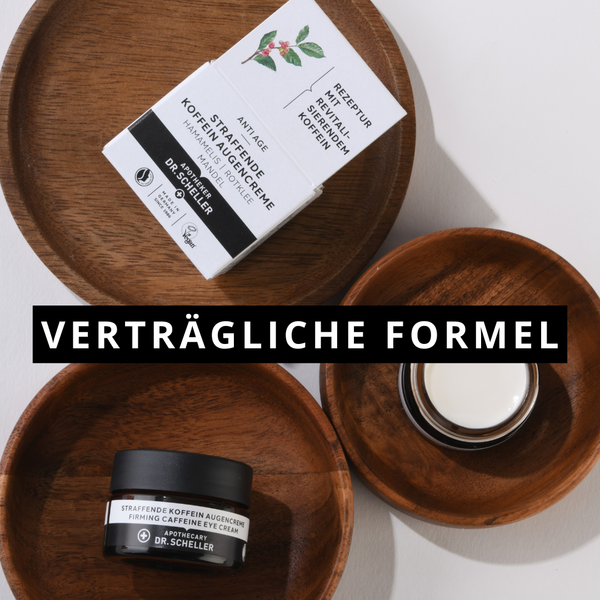 Stimmungsbild mit Auslobung zur Verträglichkeit von der Straffenden Koffein Augencreme 